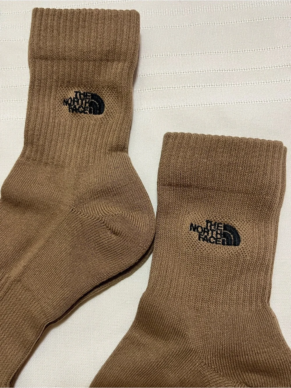The North Face Brown Crew Socks with Black Logo